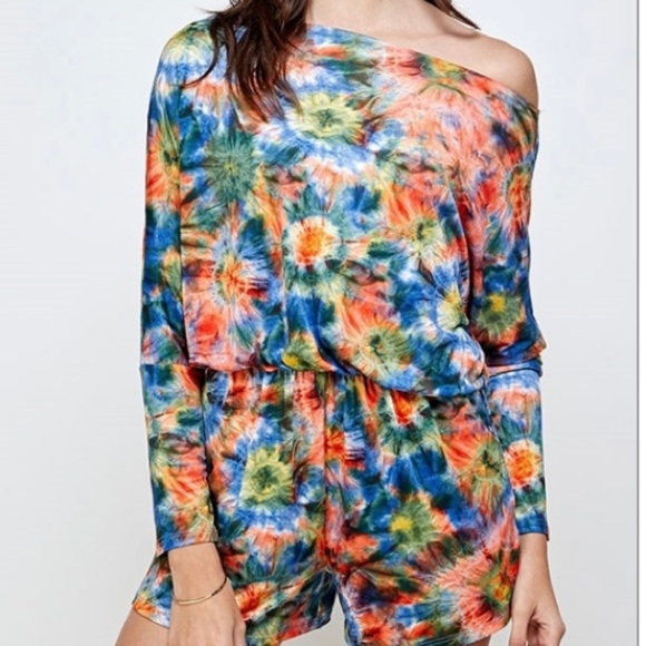 Watermelon Tie Dye long sleeve Romper Plus size 3X - Picture 2 of 9